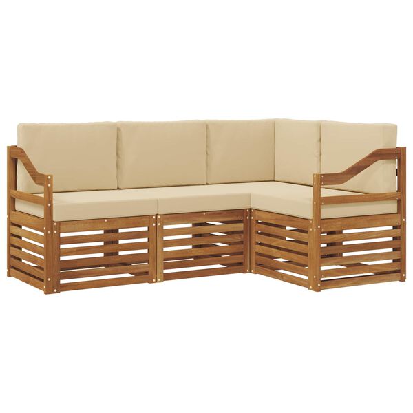 vidaXL Sofagarnituren 4 pcs Natur und Beige Massivholz Akazie