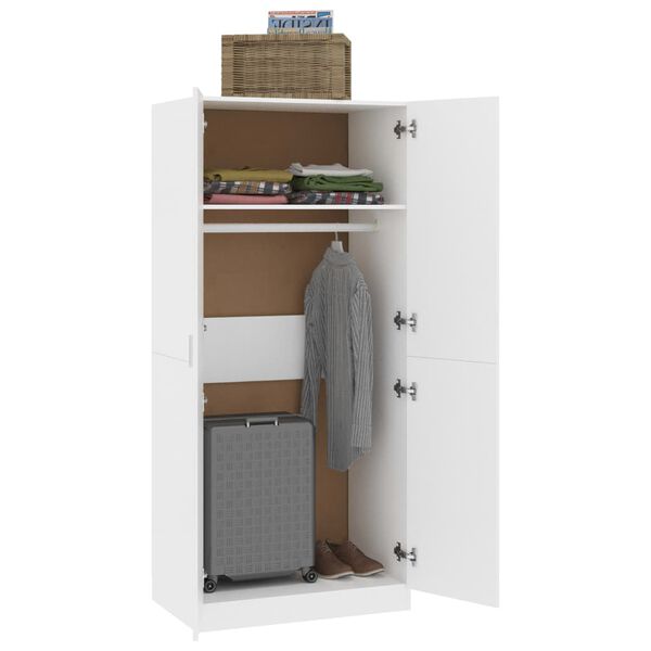 vidaXL Kleiderschrank Weiß 80x52x180 cm Holzwerkstoff