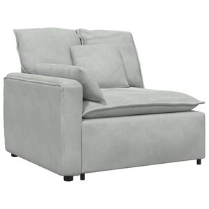 vidaXL Modulares Sofa Endmodul mit Armlehne Kissen Hellgrau 100 cm