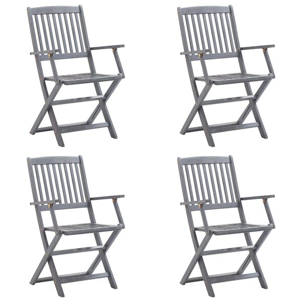 vidaXL Klappbare Gartenstühle 4 Stk. mit Sitzkissen Massivholz Akazie