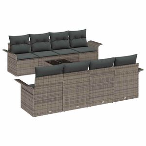 vidaXL Gartensofa-set 9 pcs Grau 55 x 55 x 37 cm Poly-Rattan