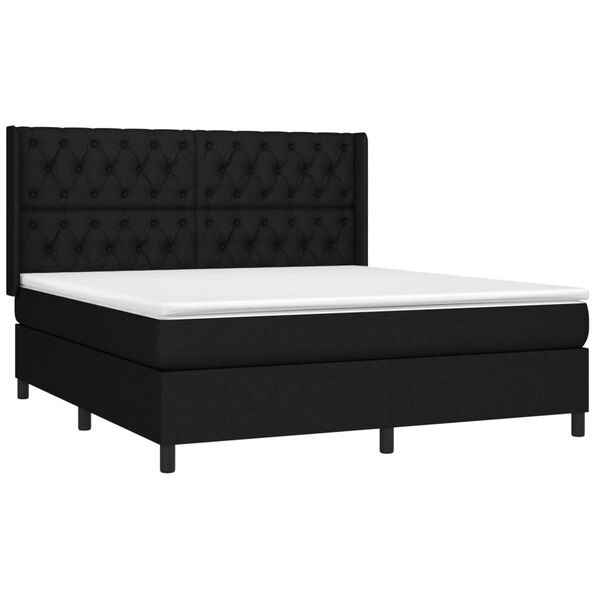 vidaXL Boxspringbett mit Matratze & LED Schwarz 160x200 cm Stoff