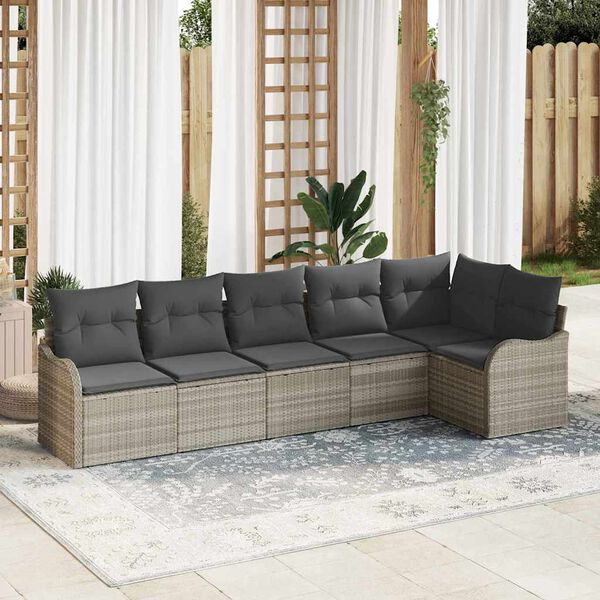 vidaXL Gartensofa-set Hellgrau Poly-Rattan