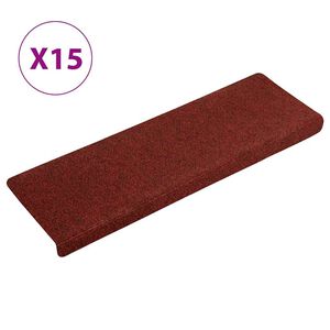 vidaXL Stufenmatten Selbstklebend 15 Stk. 65x21x4 cm Bordeauxrot Rechteckiger Rand