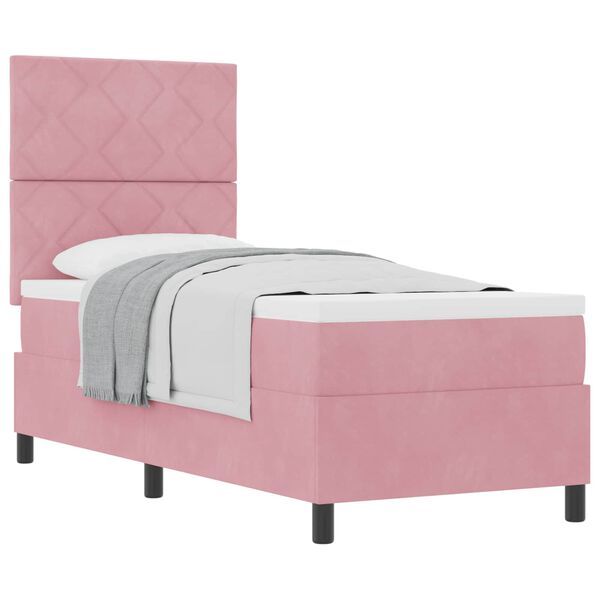 vidaXL Boxspringbett mit Matratze mit Kopfteil Rosa 80 x 200 cm Stoff