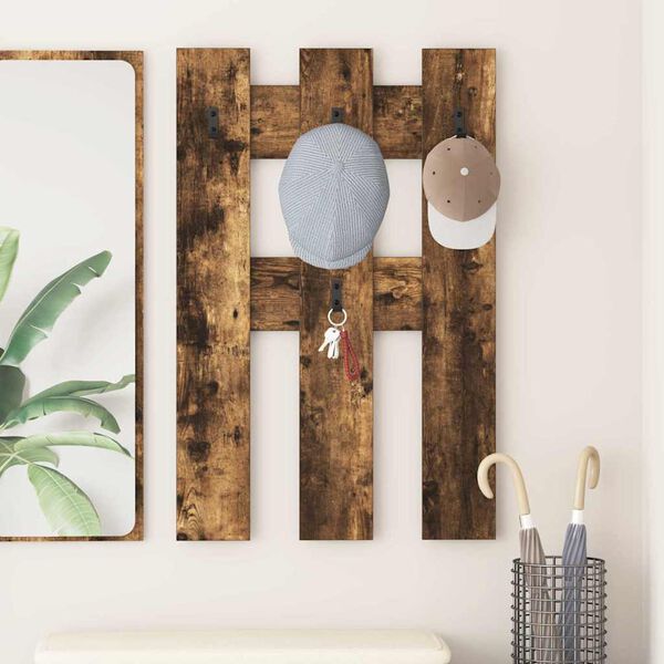 vidaXL Wandmontierter Kleiderständer Räuchereiche 65 x 3 x 100 cm