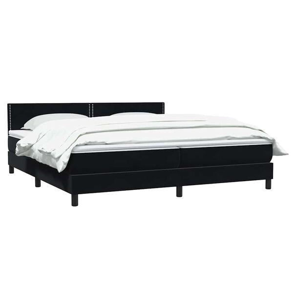 vidaXL Boxspringbett mit Matratze Schwarz 180x220 cm Samt