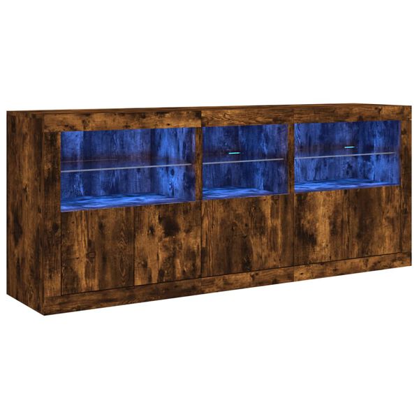 vidaXL Sideboard mit LED-Leuchten R&auml;uchereiche 162x37x67 cm