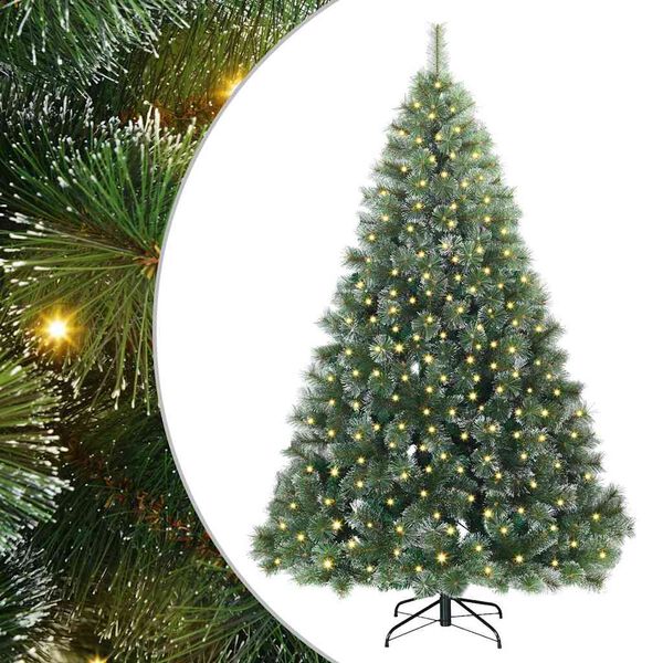 vidaXL K&uuml;nstlicher Weihnachtsbaum mit 300 LEDs Gr&uuml;n 180 cm PE und PVC