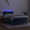 vidaXL Boxspringbett mit Matratze & LED Dunkelblau 80x200 cm Samt