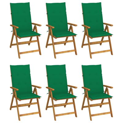 vidaXL Klappbare Gartenstühle 6 Stk. mit Auflagen Massivholz Akazie