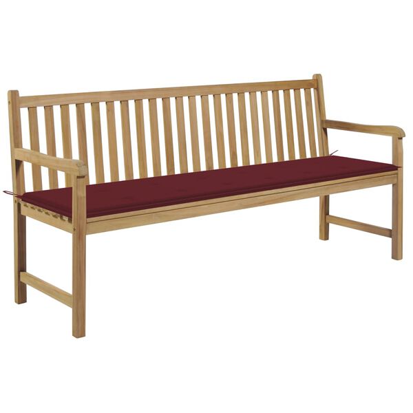 vidaXL Gartenbank mit Weinroter Auflage 175 cm Massivholz Teak