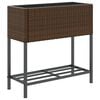 vidaXL Pflanzk&uuml;bel mit Ablage Braun Poly Rattan