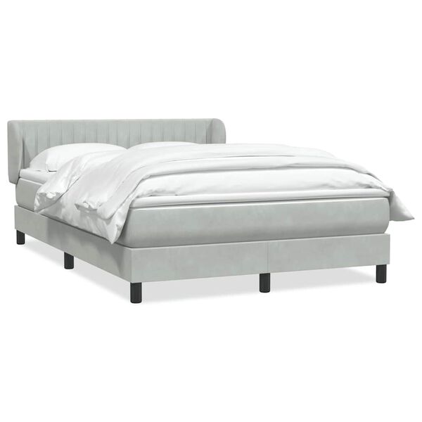 vidaXL Boxspringbett mit Matratze Hellgrau 140x210 cm Samt