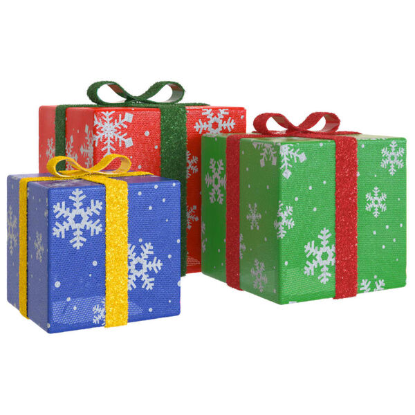 vidaXL Beleuchtete Geschenkboxen 3 Stk. 64 LEDs Warmwei&szlig;