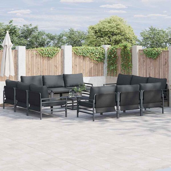 vidaXL Gartensofa-set mit Kissen 12 pcs Schwarz Stahl