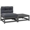 vidaXL 2-tlg. Garten-Lounge-Set mit Kissen Grau Kiefer Massivholz