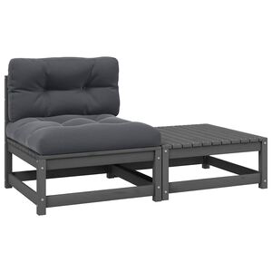 vidaXL 2-tlg. Garten-Lounge-Set mit Kissen Grau Kiefer Massivholz
