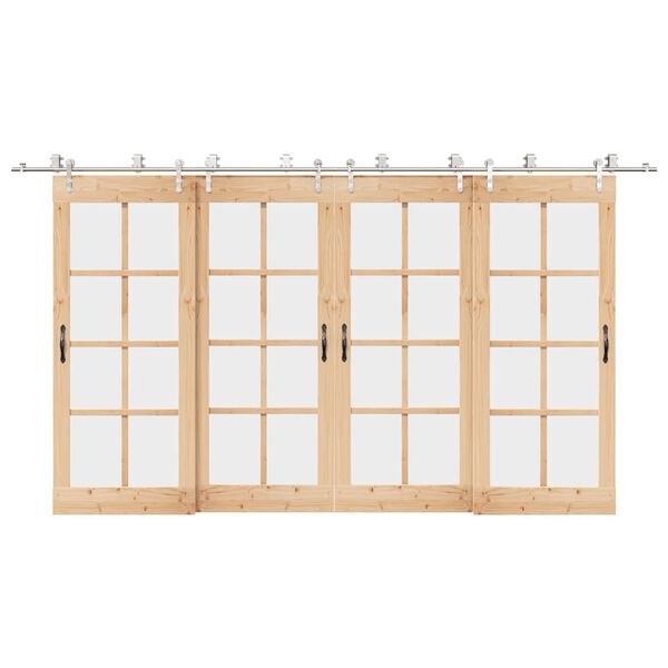 vidaXL Schiebetür-Beschlagsatz 400 cm Edelstahl Silbern