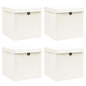 vidaXL Aufbewahrungsboxen mit Deckeln 4 Stk. Wei&szlig; 32x32x32 cm Stoff