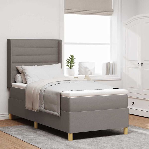 vidaXL Boxspringbett mit Matratze Taupe 100 x 200 cm Stoff