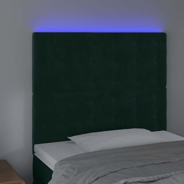 vidaXL LED Kopfteil Dunkelgr&uuml;n 100x5x118/128 cm Samt
