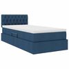 vidaXL Bett mit Stauraum und LED mit Matratze Blau 90 x 190 cm Stoff