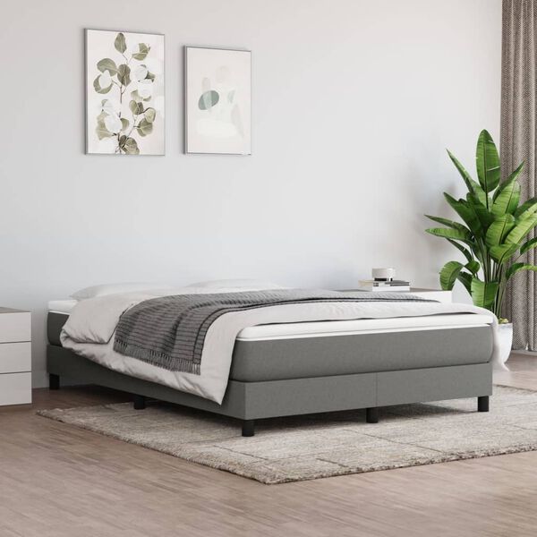 vidaXL Boxspringbett mit Matratze Dunkelgrau 140x200 cm Stoff