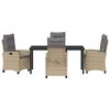 vidaXL Garten Essgruppe mit Kissen 5 pcs Beige Poly-Rattan
