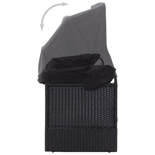 vidaXL Outdoor-Sofabett mit Dach Poly-Rattan Schwarz