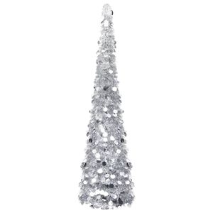 vidaXL K&uuml;nstlicher Pop-Up-Weihnachtsbaum Silber 150 cm PET