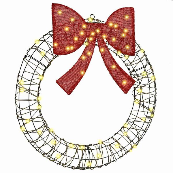 vidaXL Kranz mit 60 LEDs Warmweiß 75 cm Rattan