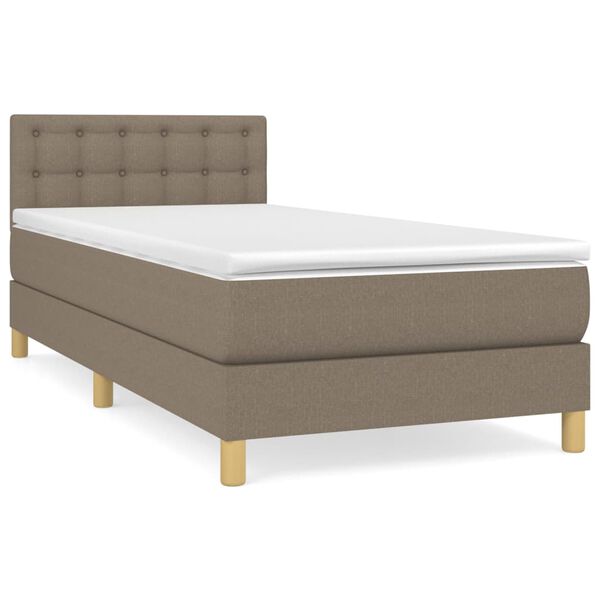 vidaXL Boxspringbett mit Matratze Taupe 90x190 cm Stoff