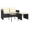 vidaXL 3-tlg. Garten-Sofagarnitur mit Kissen Schwarz Poly Rattan