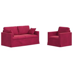 vidaXL Sofa 2 pcs Weinrot 158 x 78 x 80 cm Samt