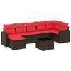 vidaXL 8-tlg. Garten-Sofagarnitur mit Kissen Braun Poly Rattan