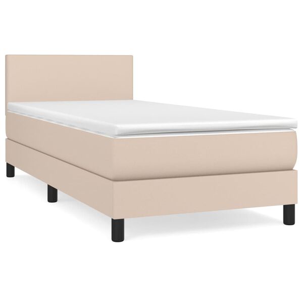 vidaXL Boxspringbett mit Matratze Cappuccino-Braun 90x190cm Kunstleder
