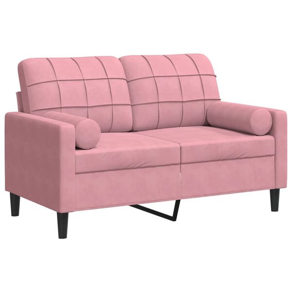 vidaXL 2-Sitzer-Sofa mit Zierkissen Rosa 120 cm Samt