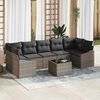 vidaXL Sofa Set mit Kissen mit Speicher 8 pcs Grau Poly-Rattan