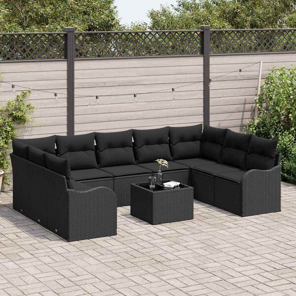 vidaXL Gartensofa-set Schwarz Poly-Rattan