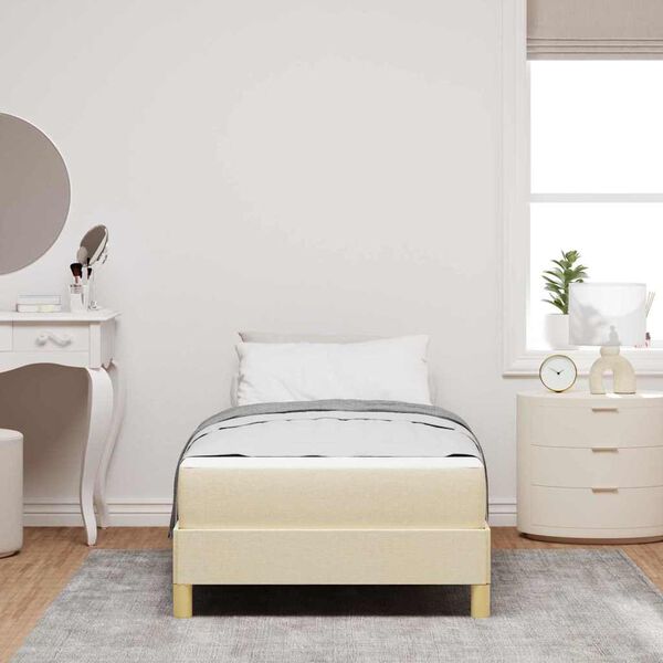 vidaXL Boxspringbett mit Matratze Creme 100 x 200 cm Stoff