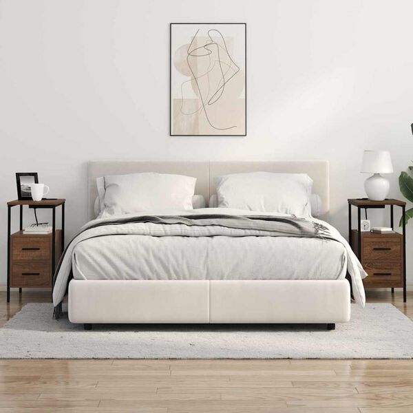 vidaXL Nachttisch 2 pcs Braun Eichen-Optik 30 x 48 x 61 cm