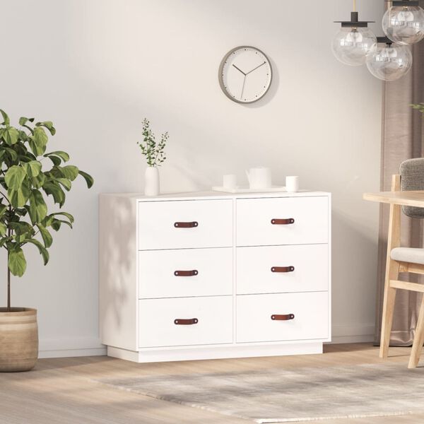 vidaXL Sideboard Weiß 100x40x75 cm Massivholz Kiefer