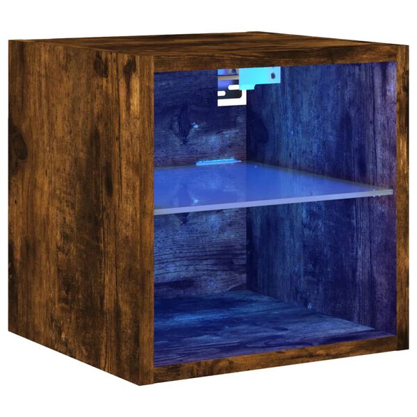 vidaXL TV-Wandschrank mit LED-Leuchten Räuchereiche 30x28,5x30 cm