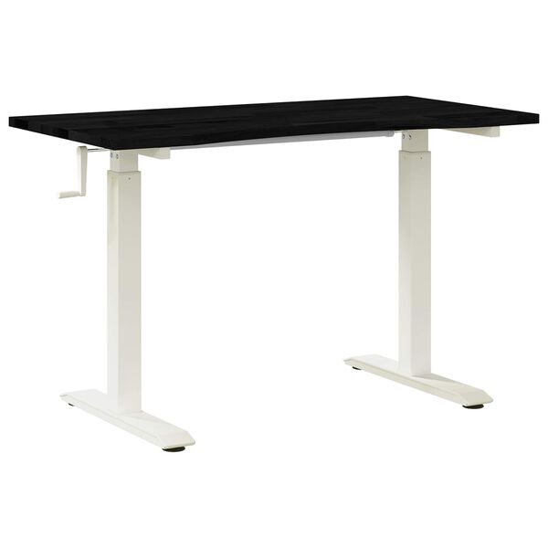 vidaXL Schreibtisch Wei&szlig; und Dunkelbraun 120 x 60 cm Massivholz Eiche