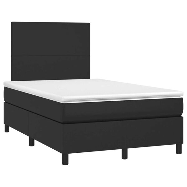 vidaXL Boxspringbett mit Matratze & LED Schwarz 120x190 cm Kunstleder