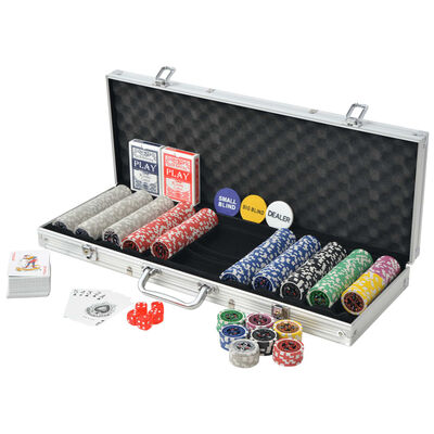 vidaXL Poker Set mit 500 Laserchips Aluminium