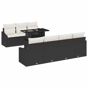 vidaXL Gartensofa-set mit Kissen 8 pcs Schwarz und Creme Poly-Rattan