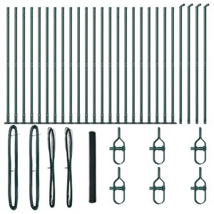 vidaXL Zaunpfosten Gr&uuml;n 50 x 1,5 m (25 mm Maschenweite) Stahl und PVC