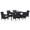 vidaXL Garten Essgruppe mit Kissen 7 pcs Schwarz Poly-Rattan